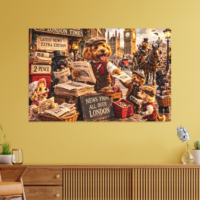Cockapoo London Wall Art – Vintage Art Leinwanddruck (Insitu (Wohnzimmer))