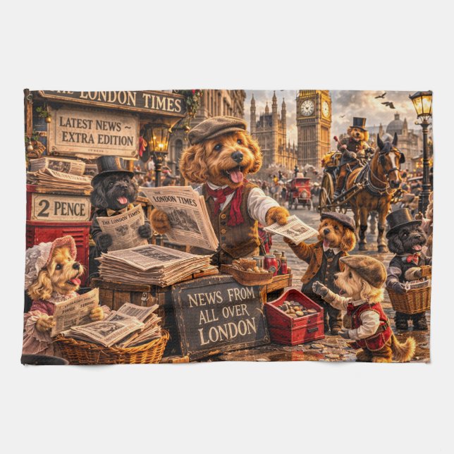 Cockapoo London Wandkunst – Vintage Geschirrtuch (Horizontal)