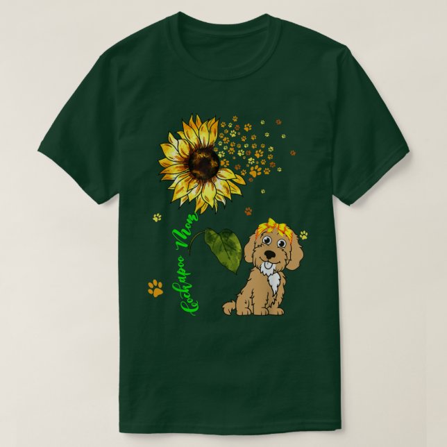 Cockapoo Mama Niedlich Sonnenblume Dog Paws Eigent T-Shirt (Design vorne)