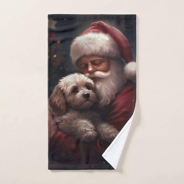 Cockapoo mit dem Weihnachtsmann Weihnachten Badhandtuch Set (Handtuch)