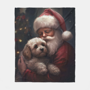 Cockapoo mit dem Weihnachtsmann Weihnachten Fleecedecke