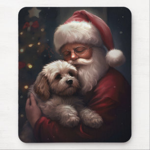 Cockapoo mit dem Weihnachtsmann Weihnachten Mousepad