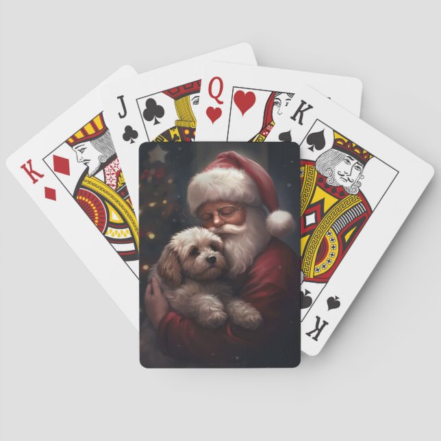 Cockapoo mit dem Weihnachtsmann Weihnachten Spielkarten (Rückseite)