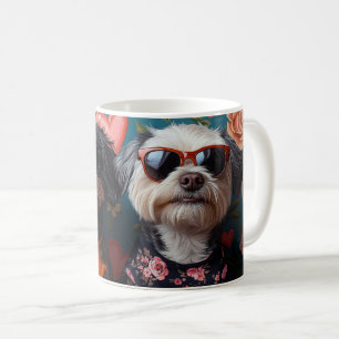 Cockapoo mit Herzrosen Valentinstag Kaffeetasse