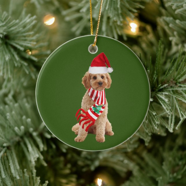 Cockapoo mit Hutschuh Weihnachten Keramik Ornament (Baum)