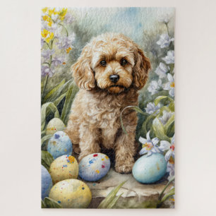 Cockapoo mit Ostereier Urlaub Puzzle