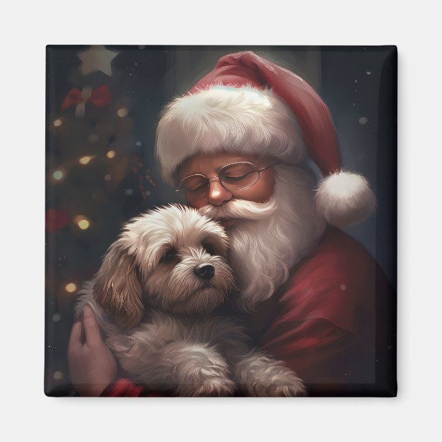 Cockapoo mit Santa Claus Festive Weihnachten  Magnet (Vorne)