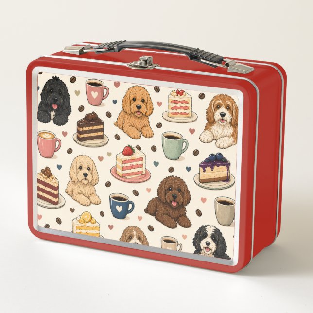 Cockapoo-Muster-Lunchbox Süßes Hundegeschenk Metall Brotdose (Vorderseite)