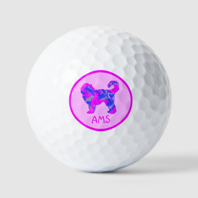 Cockapoo Niedlich Pink Dog Silhouette Monogramm Golfball