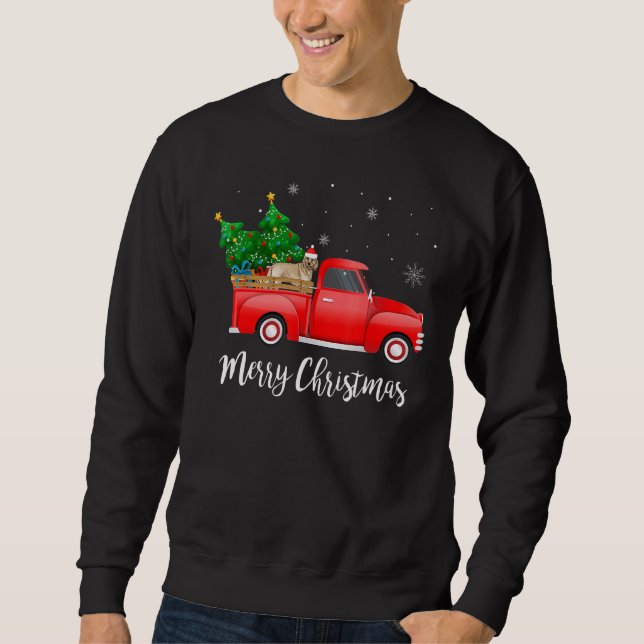 Cockapoo Red Truck Weihnachtsbaum Weihnachtsbaum Sweatshirt (Vorderseite)