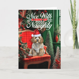 Cockapoo Santa Christmas Hund Naughty Nice Feiertagskarte