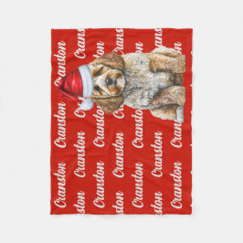 Cockapoo Santa Dog mit Individuelle Name Weihnacht Fleecedecke