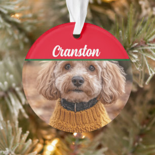 Cockapoo Santa Dog mit Name und Foto Ornament