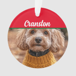 Cockapoo Santa Dog mit Name und Foto Ornament