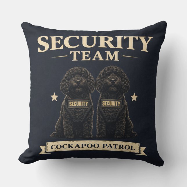 Cockapoo Security Team Gift cushion Kissen (Vorderseite)