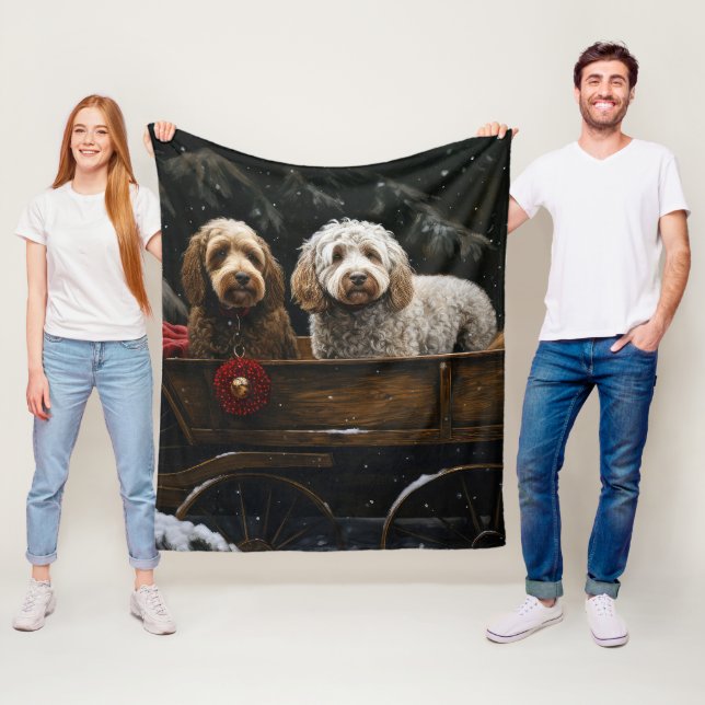 Cockapoo Snowy Sleigh Weihnachtsdekor Fleecedecke (Beispiel)