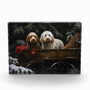 Cockapoo Snowy Sleigh Weihnachtsdekor Fotoblock