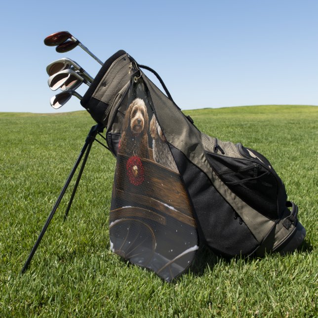 Cockapoo Snowy Sleigh Weihnachtsdekor Golfhandtuch (Gras)