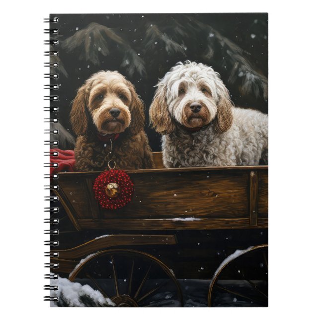 Cockapoo Snowy Sleigh Weihnachtsdekor Notizblock (Vorderseite)