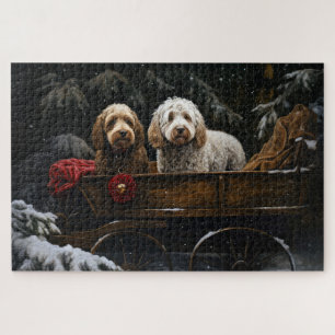 Cockapoo Snowy Sleigh Weihnachtsdekor Puzzle