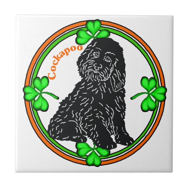 Cockapoo St Patrick's Day Fliese (Vorderseite)