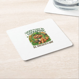 Cockapoo St. Patrick's Day Glückshund Topf Gold Rechteckiger Pappuntersetzer
