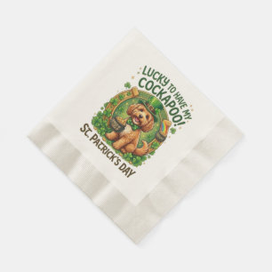 Cockapoo St. Patrick's Day Glückshund Topf mit Gol Serviette