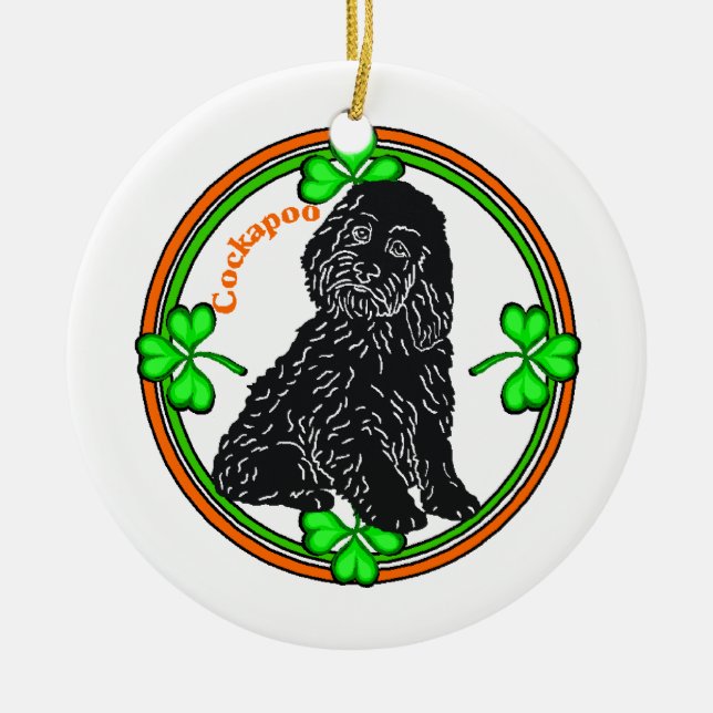 Cockapoo St Patrick's Day Keramikornament (Vorne)