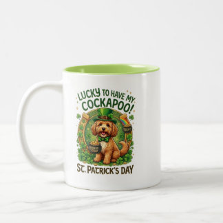 Cockapoo St Patrick's Day Lucky Dog Pot of Gold Zweifarbige Tasse