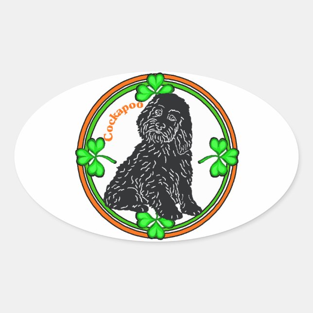 Cockapoo St Patrick's Day Ovaler Aufkleber (Vorderseite)