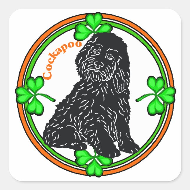 Cockapoo St Patrick's Day Quadratischer Aufkleber (Vorderseite)