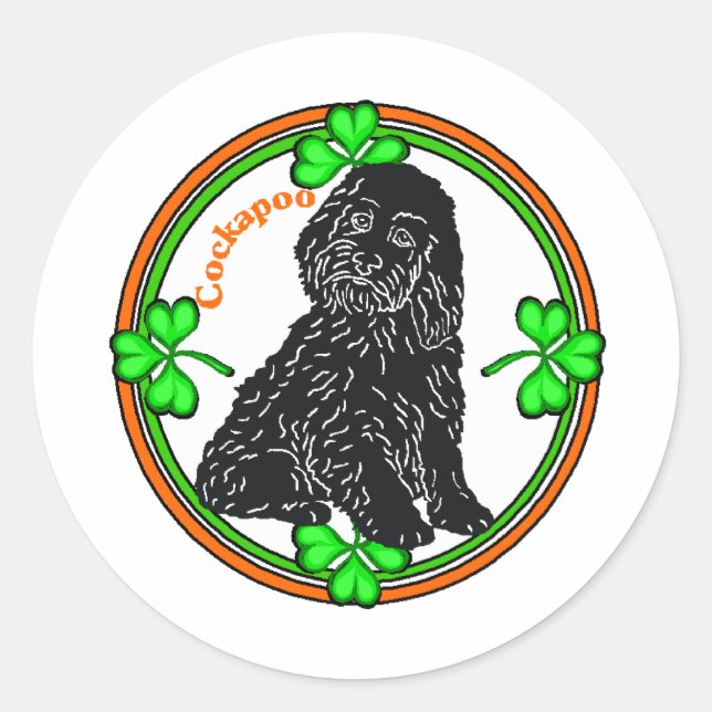 Cockapoo St Patrick's Day Runder Aufkleber (Vorderseite)