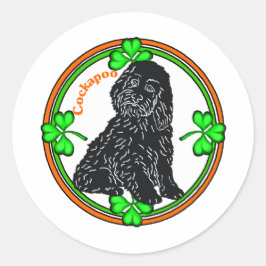 Cockapoo St Patrick's Day Runder Aufkleber