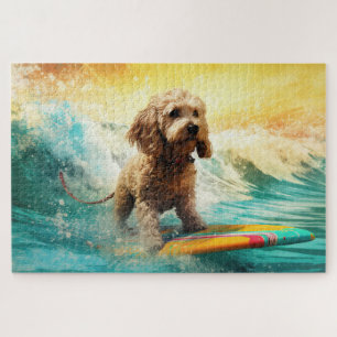 Cockapoo Strand Surfen Malerei Puzzle