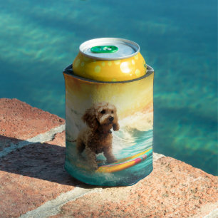 Cockapoo-Strand-Surfing-Gemälde Dosenkühler