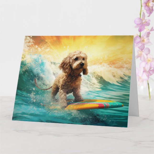 Cockapoo-Strand-Surfing-Gemälde Karte (Orchidee)