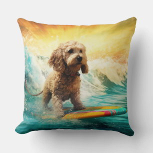 Cockapoo Strand Surfing Malerei Kissen
