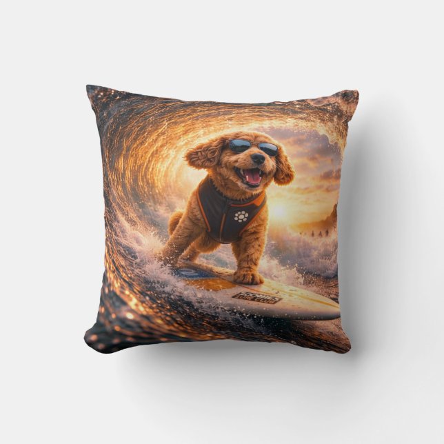 Cockapoo Surf Art | Cooles Cockapoo-Geschenkkissen Kissen (Vorderseite)