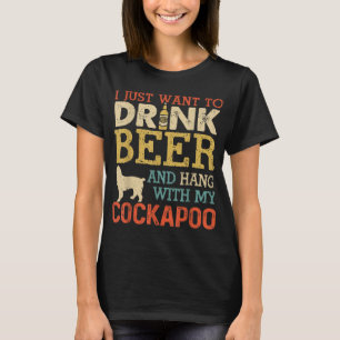 Cockapoo-Vater trinkt Bier mit Hund lustige Männer T-Shirt