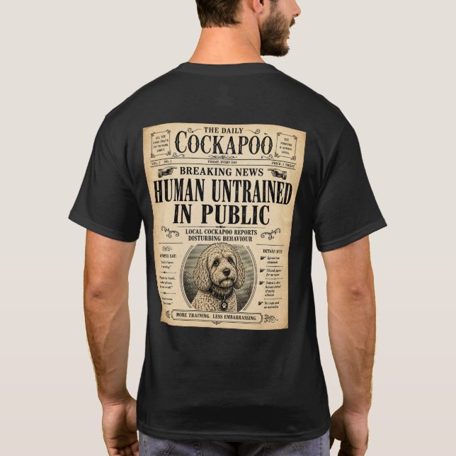 Cockapoo Vintage-Zeitung Lustiges T-Shirt (Rückseite)