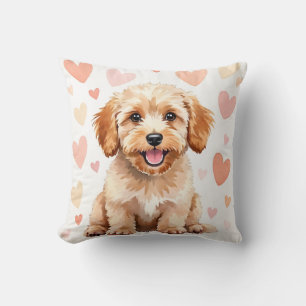 Cockapoo-Wasserfarbe-Herzmuster-Kunst Kissen