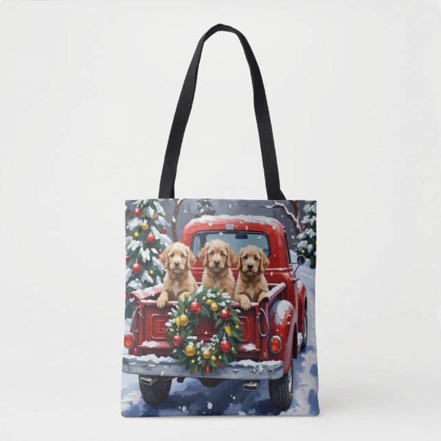 Cockapoo Weihnachten Rotes Lastwagen Urlaub (Vorderseite)