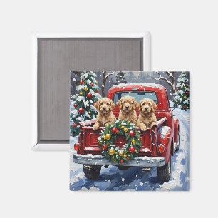 Cockapoo Weihnachten Rotes Lastwagen Urlaub Magnet