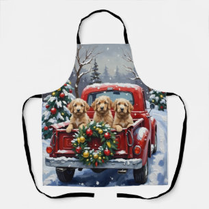 Cockapoo Weihnachten Rotes Lastwagen Urlaub Schürze