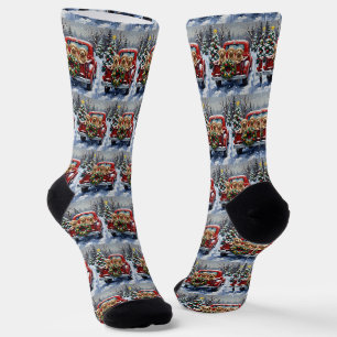 Cockapoo Weihnachten Rotes Lastwagen Urlaub Socken