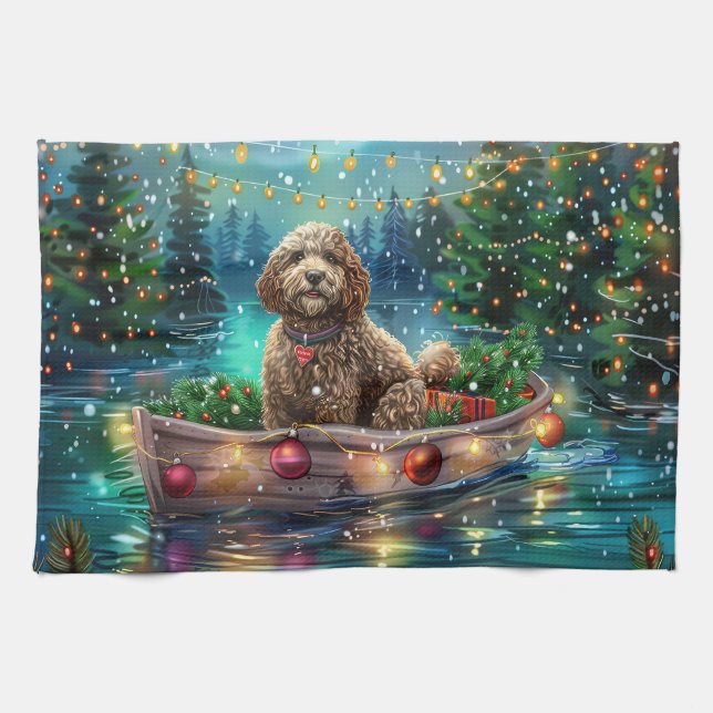 Cockapoo Weihnachtliche Reise Geschirrtuch (Horizontal)
