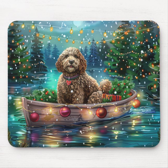 Cockapoo Weihnachtliche Reise Mousepad (Vorne)