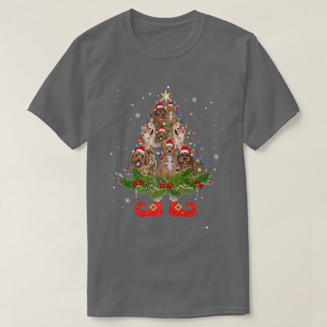Cockapoo Weihnachtsbaum Lichter Niedliche Weihnach T-Shirt (Design vorne)