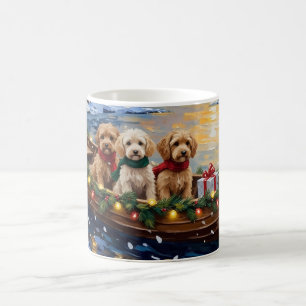 Cockapoo Weihnachtsboot-Feiertag Kaffeetasse