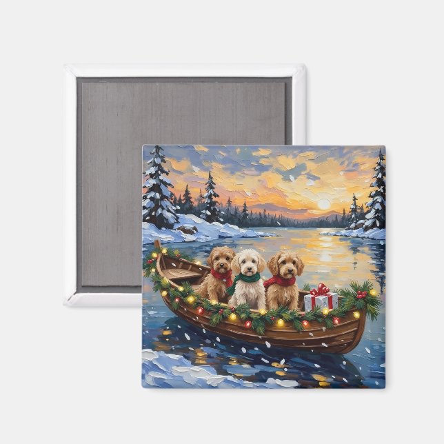 Cockapoo-Weihnachtsboot-Feiertag Magnet (Vorderseite/Rückseite)
